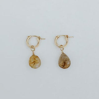 Charm Hoops - Rutilated Quartz