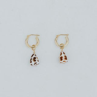 Wings Hawaii clasping hoop earrings in 14k gold fill with tiny hebrew shell charms