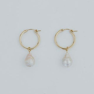 Charm Hoops - Teardrop Pink Pearl