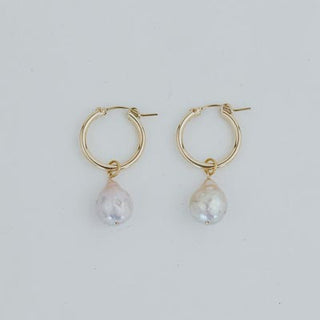 Charm Hoops - Teardrop Pink Pearl