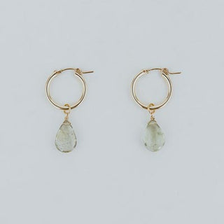 Charm Hoops - Green Sunstone