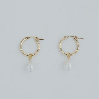 Charm Hoops - Teardrop White Pearl