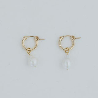 Charm Hoops - Teardrop White Pearl