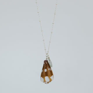 Single Shell Necklace - Cone Shell + Aquamarine