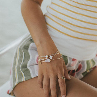 ti leaf bangle with pink fresh water pearls on gold filled hammered wire women's beachy boho mermaid style jewelry hand made haiku maui wings hawaii
