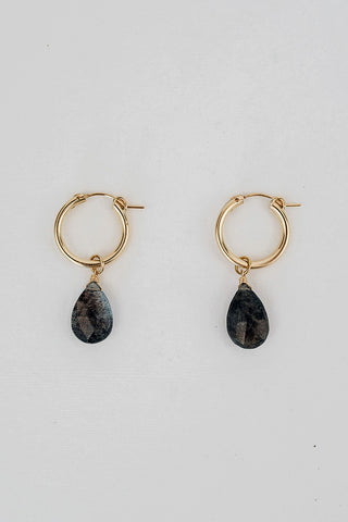 Clasp Hoop Earrings - Copper Aquamarine