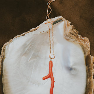 Large Piece of Red Coral on a Gold Filled chain