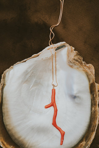 Large Piece of Red Coral on a Gold Filled chain