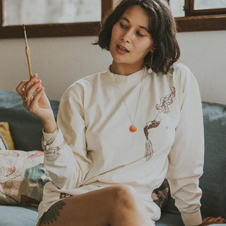 Cropped Longsleeve Tee - Creme