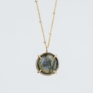 Gold Gemstone Necklace Labradorite