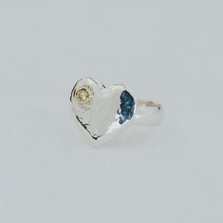 Wings Hawaii Diamond Heart Ring - Sterling silver and 14k gold with diamond