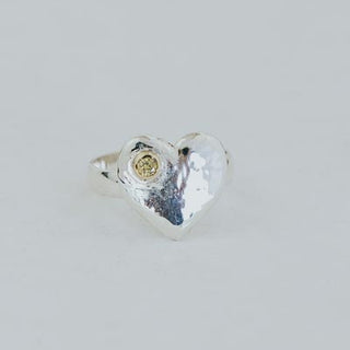 Wings Hawaii Diamond Heart Ring - Sterling silver and 14k gold with diamond