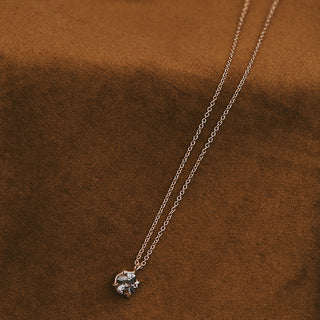 Prong Set Necklace - Grey Spinel 14K