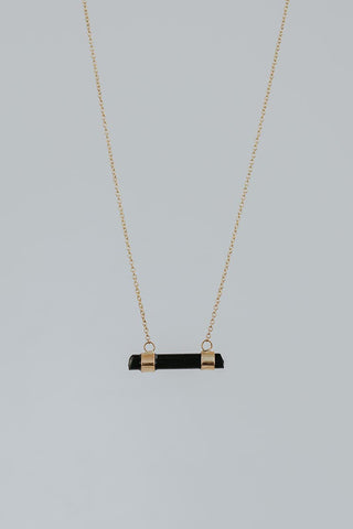 Crystal Bar Necklace - Black Tourmaline