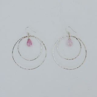 Double Hoop Earrings - Pink Tourmaline