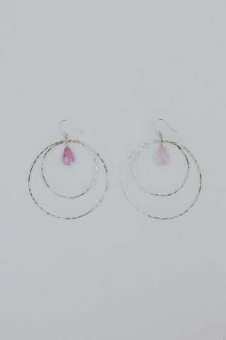 Double Hoop Earrings - Pink Tourmaline
