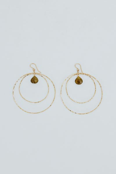 Double Hoop Earrings - Golden Tourmaline