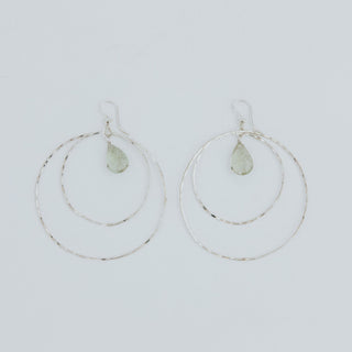 Wings Hawaii Double Hoop Earrings - Green Sunstone