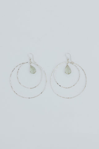 Wings Hawaii Double Hoop Earrings - Green Sunstone