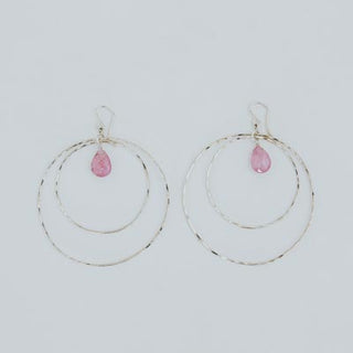 Double Hoop Earrings - Pink Tourmaline