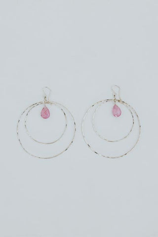 Double Hoop Earrings - Pink Tourmaline