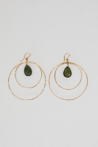 Double Hoop Earrings - Green Tourmaline