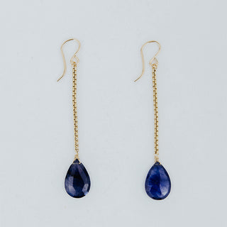 Drop Chain Earrings - Sapphire