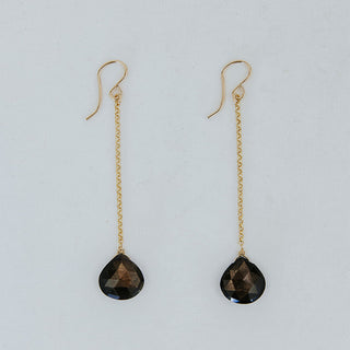 Drop Chain Earrings - Black Sapphire