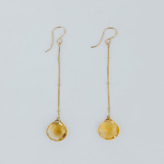 Drop Satellite Chain Earrings - Citrine