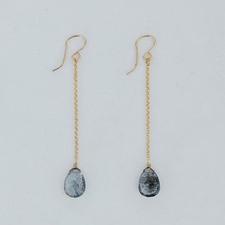 Drop Chain Earrings - Copper Aquamarine