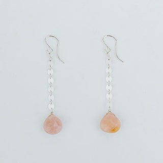 Drop Satellite Chain Earrings - Pink Opal