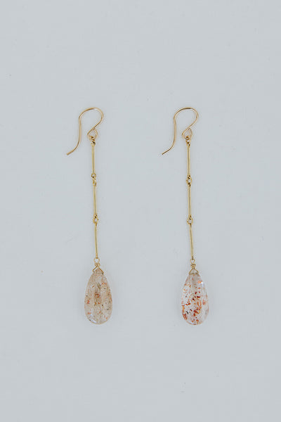 Drop Bar Link Chain Earrings - Sunstone
