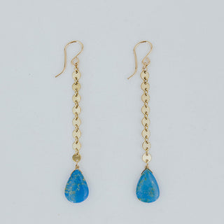 Drop Disc Chain Earrings - Ceruleite