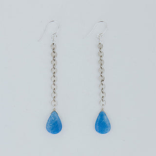 Drop Disc Chain Earrings - Ceruleite