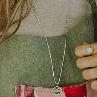 sterling silver labradorite evil eye necklace