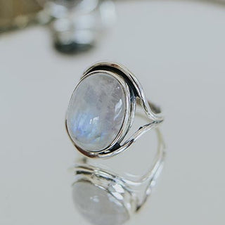 Evil Eye Ring - Moonstone Vertical