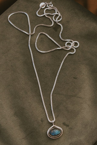 sterling silver labradorite evil eye necklace