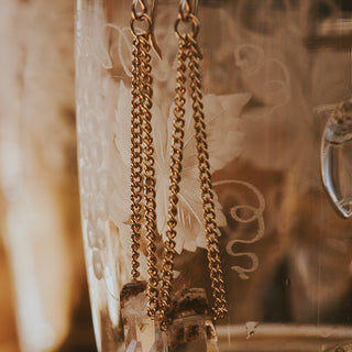 Garden Quartz stone on a chain drop suspended from hook earrings