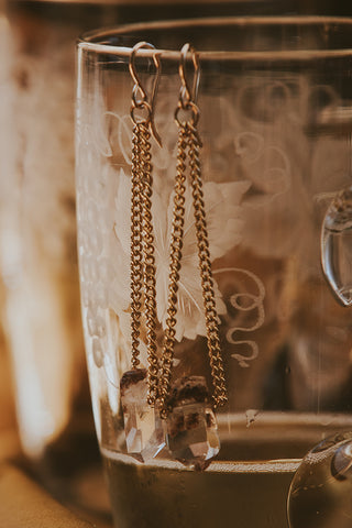 Double Chain Drop Earrings - Garden Quartz