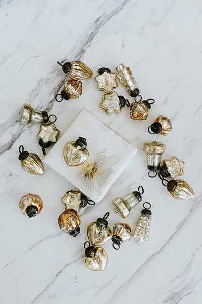 Vintage Revival Glass Ornaments - Gold