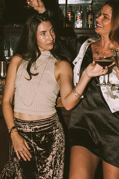 Lexi Mock Neck Tank - Ivory Gold Sparkle