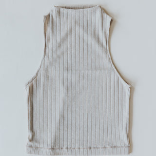 Lexi Mock Neck Tank - Ivory Gold Sparkle