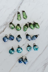 Vintage Revival Glass Ornaments - Green + Blue thumbnail