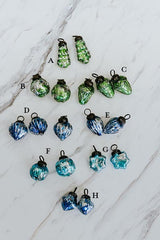 Vintage Revival Glass Ornaments - Green + Blue thumbnail