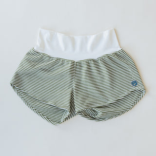 Pau Hana Shorts - Green and White Stripe