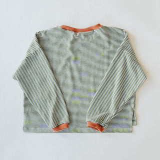 Boxy Long Sleeve - Green and White Stripe