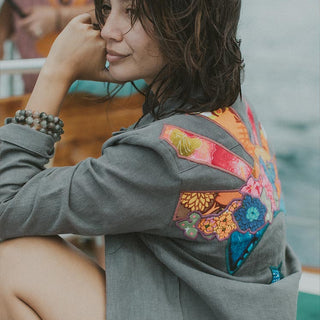 Linen Jacket with Hand made Collage