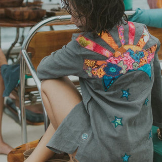 Linen Jacket with Hand made Collage