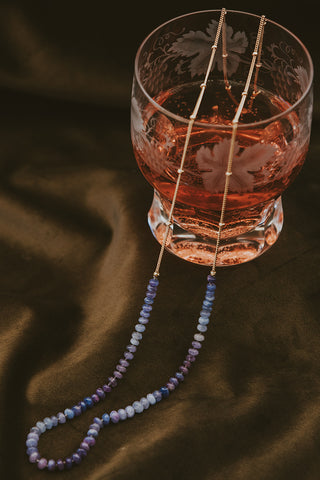 Beaded Gemstone Chain Necklace - Hackmanite