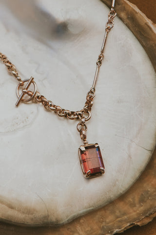 Fob Necklace - Tourmaline 14K